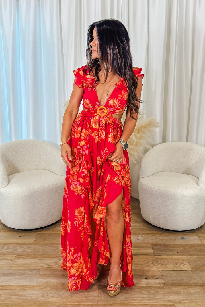 Eve Floral Hollowed Maxi Dress