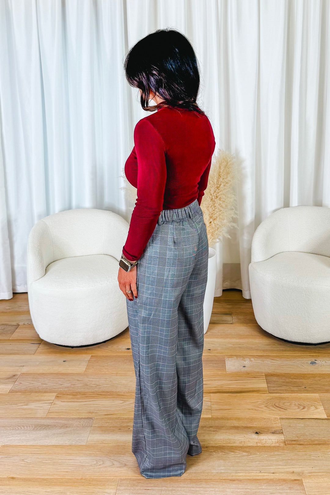 Tracey Plaid Front Pleated Trousers