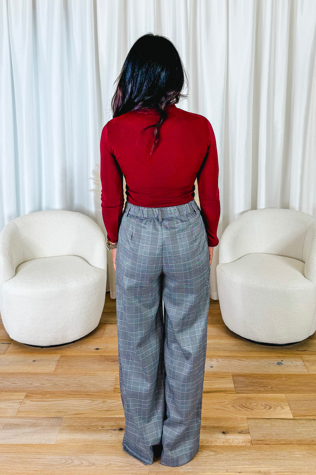 Tracey Plaid Front Pleated Trousers