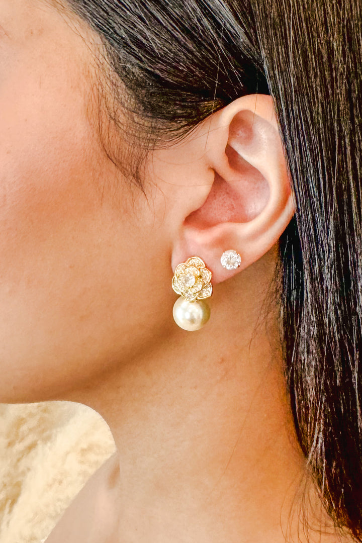 Pave Flower Earrings