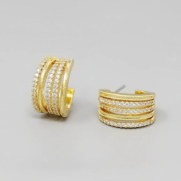 Pave Five Row Earrings