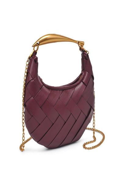 Chloe Woven Wine Crossbody Bag