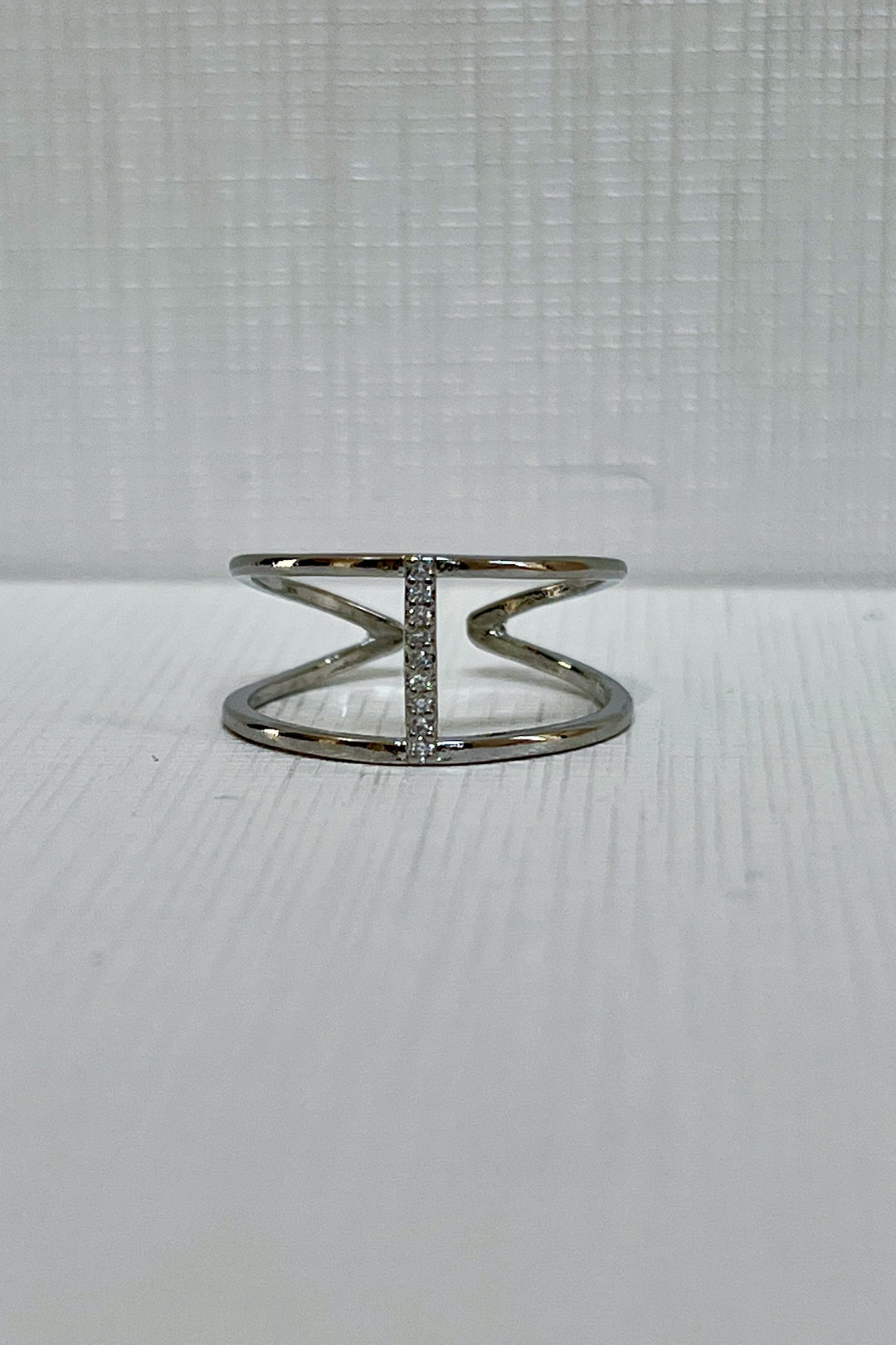 Two Row Pave Bar Ring