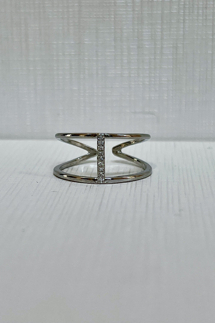 Two Row Pave Bar Ring